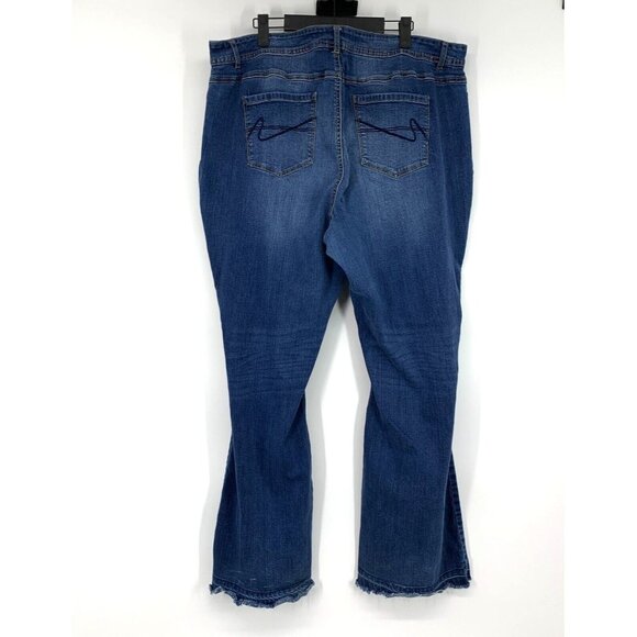 Cato Jeans Flare Blue Distresed Denim Released Raw Hem - Picture 5 of 10